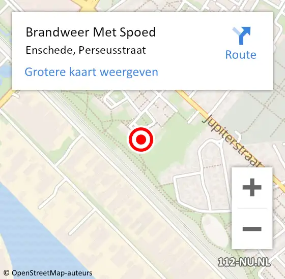 Locatie op kaart van de 112 melding: Brandweer Met Spoed Naar Enschede, Perseusstraat op 22 september 2024 19:02