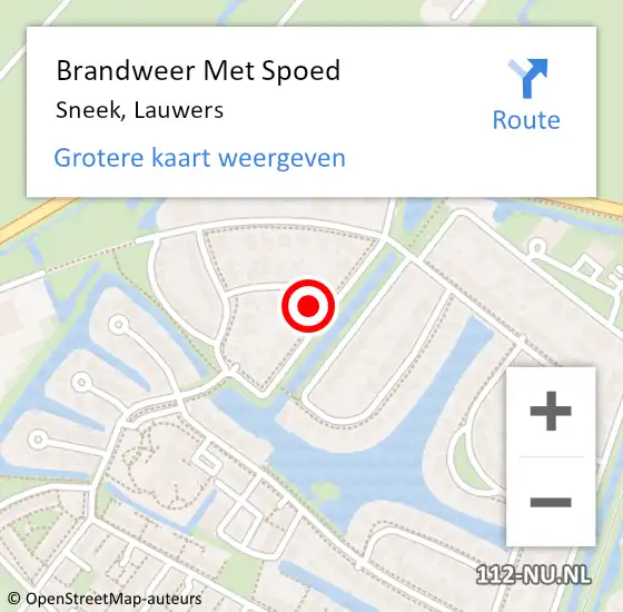 Locatie op kaart van de 112 melding: Brandweer Met Spoed Naar Sneek, Lauwers op 22 september 2024 19:03