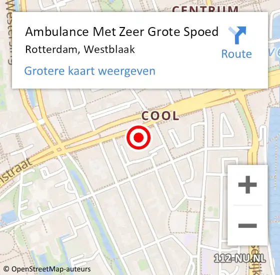 Locatie op kaart van de 112 melding: Ambulance Met Zeer Grote Spoed Naar Rotterdam, Westblaak op 22 september 2024 19:09