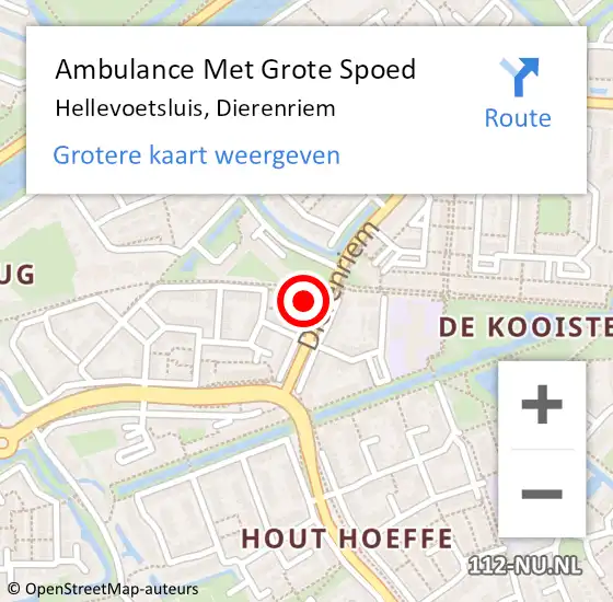 Locatie op kaart van de 112 melding: Ambulance Met Grote Spoed Naar Hellevoetsluis, Dierenriem op 22 september 2024 19:11