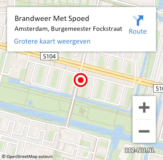 Locatie op kaart van de 112 melding: Brandweer Met Spoed Naar Amsterdam, Burgemeester Fockstraat op 22 september 2024 19:16