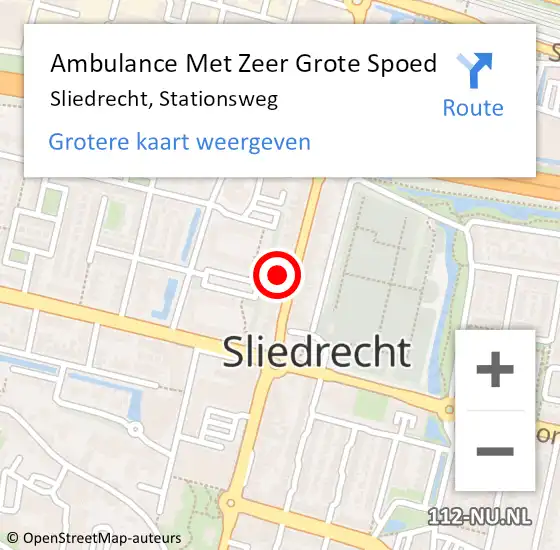 Locatie op kaart van de 112 melding: Ambulance Met Zeer Grote Spoed Naar Sliedrecht, Stationsweg op 22 september 2024 19:28