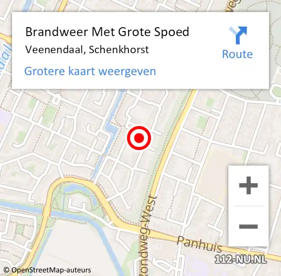 Locatie op kaart van de 112 melding: Brandweer Met Grote Spoed Naar Veenendaal, Schenkhorst op 22 september 2024 19:40