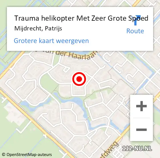 Locatie op kaart van de 112 melding: Trauma helikopter Met Zeer Grote Spoed Naar Mijdrecht, Patrijs op 22 september 2024 19:45