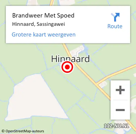 Locatie op kaart van de 112 melding: Brandweer Met Spoed Naar Hinnaard, Sassingawei op 22 september 2024 19:49