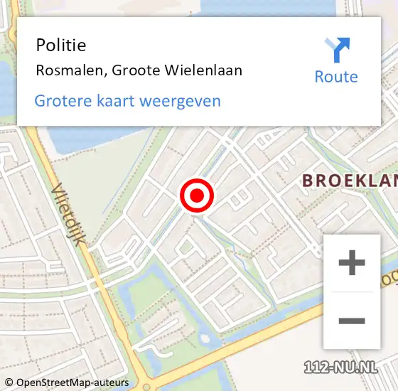 Locatie op kaart van de 112 melding: Politie Rosmalen, Groote Wielenlaan op 22 september 2024 20:03