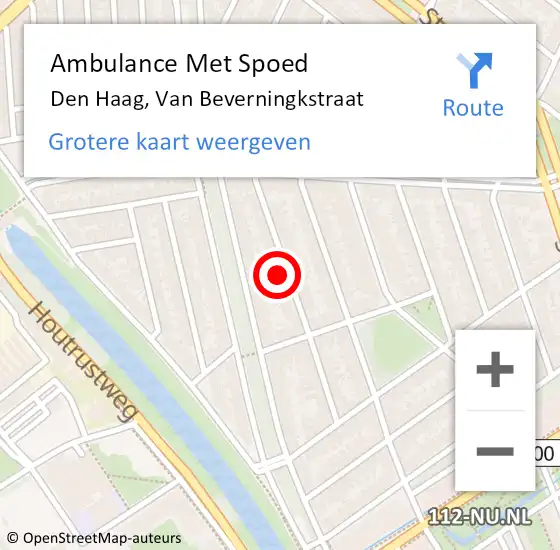 Locatie op kaart van de 112 melding: Ambulance Met Spoed Naar Den Haag, Van Beverningkstraat op 22 september 2024 20:48