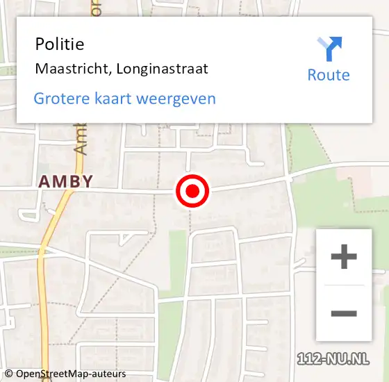 Locatie op kaart van de 112 melding: Politie Maastricht, Longinastraat op 22 september 2024 20:49