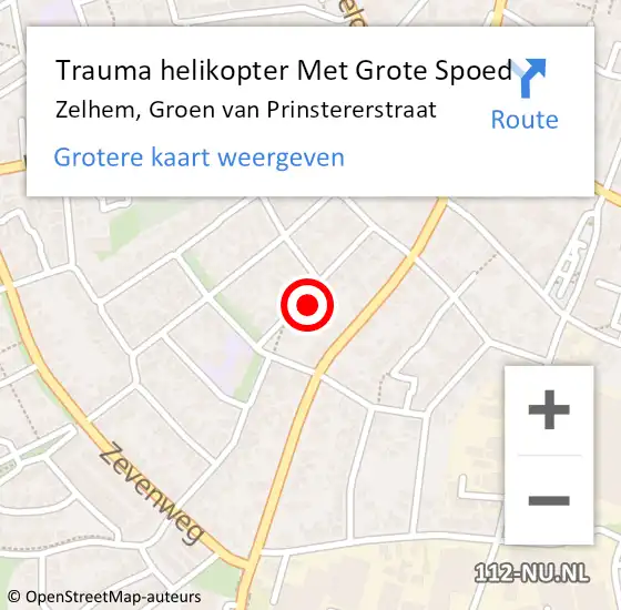 Locatie op kaart van de 112 melding: Trauma helikopter Met Grote Spoed Naar Zelhem, Groen van Prinstererstraat op 22 september 2024 21:25