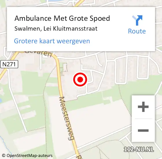 Locatie op kaart van de 112 melding: Ambulance Met Grote Spoed Naar Swalmen, Lei Kluitmansstraat op 22 september 2024 21:33