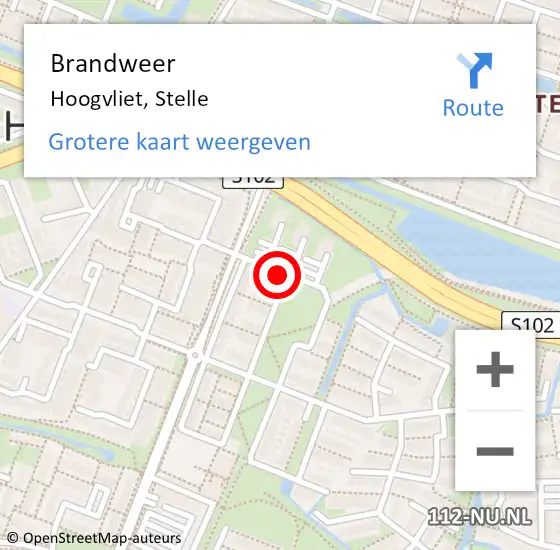 Locatie op kaart van de 112 melding: Brandweer Hoogvliet, Stelle op 22 september 2024 21:55