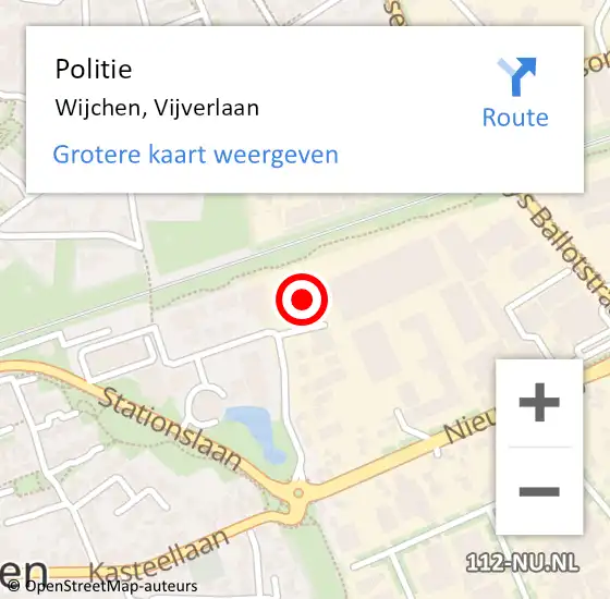 Locatie op kaart van de 112 melding: Politie Wijchen, Vijverlaan op 22 september 2024 21:59