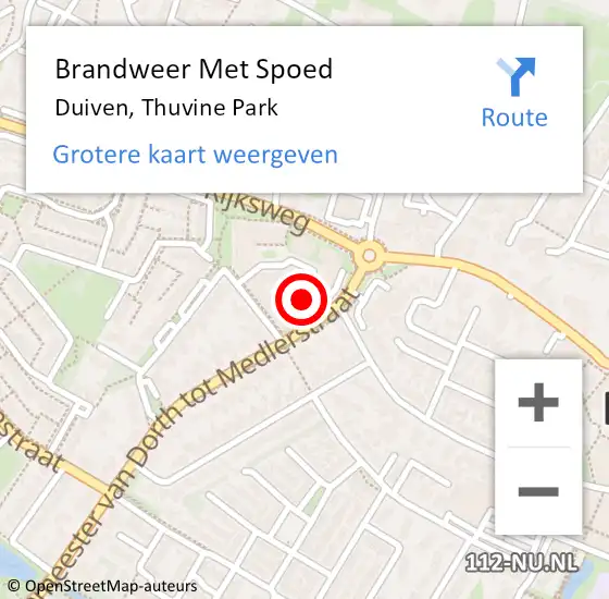 Locatie op kaart van de 112 melding: Brandweer Met Spoed Naar Duiven, Thuvine Park op 22 september 2024 22:45