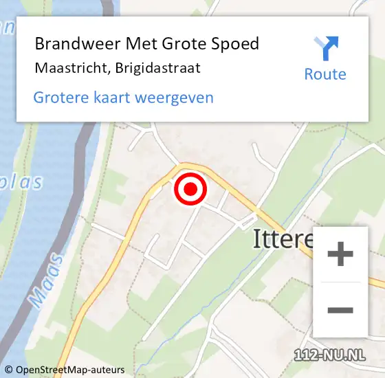 Locatie op kaart van de 112 melding: Brandweer Met Grote Spoed Naar Maastricht, Brigidastraat op 22 september 2024 22:59