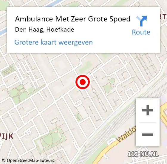 Locatie op kaart van de 112 melding: Ambulance Met Zeer Grote Spoed Naar Den Haag, Hoefkade op 22 september 2024 23:10