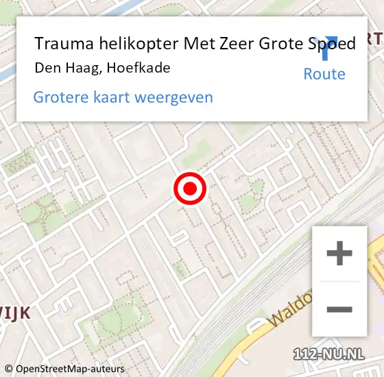 Locatie op kaart van de 112 melding: Trauma helikopter Met Zeer Grote Spoed Naar Den Haag, Hoefkade op 22 september 2024 23:13