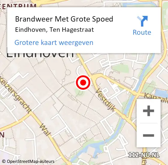 Locatie op kaart van de 112 melding: Brandweer Met Grote Spoed Naar Eindhoven, Ten Hagestraat op 22 september 2024 23:29