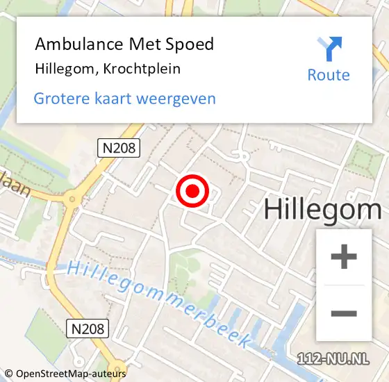 Locatie op kaart van de 112 melding: Ambulance Met Spoed Naar Hillegom, Krochtplein op 23 september 2024 00:12