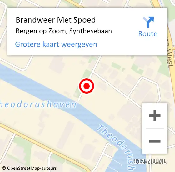 Locatie op kaart van de 112 melding: Brandweer Met Spoed Naar Bergen op Zoom, Synthesebaan op 23 september 2024 01:10