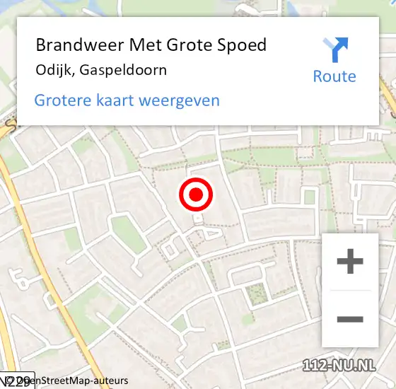 Locatie op kaart van de 112 melding: Brandweer Met Grote Spoed Naar Odijk, Gaspeldoorn op 23 september 2024 01:14