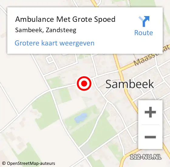 Locatie op kaart van de 112 melding: Ambulance Met Grote Spoed Naar Sambeek, Zandsteeg op 21 oktober 2014 04:27