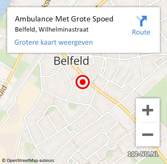 Locatie op kaart van de 112 melding: Ambulance Met Grote Spoed Naar Belfeld, Wilhelminastraat op 21 oktober 2014 04:30