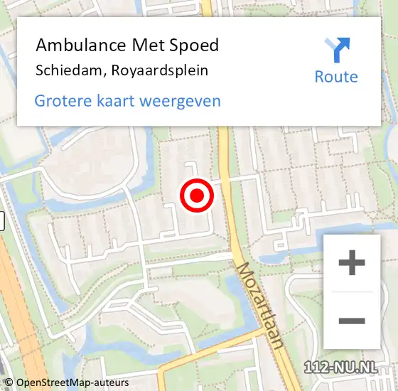 Locatie op kaart van de 112 melding: Ambulance Met Spoed Naar Schiedam, Royaardsplein op 23 september 2024 05:05