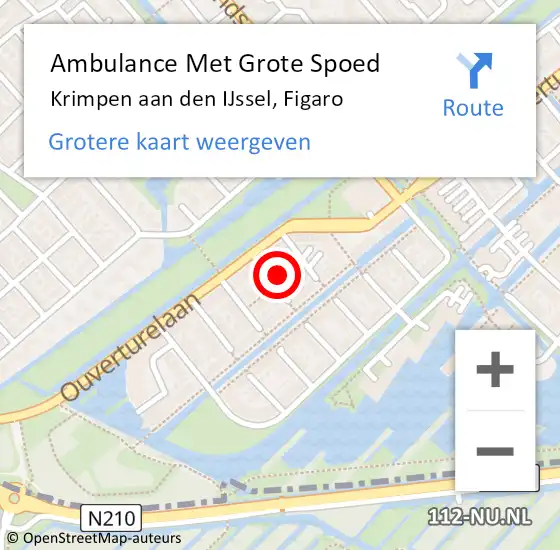 Locatie op kaart van de 112 melding: Ambulance Met Grote Spoed Naar Krimpen aan den IJssel, Figaro op 23 september 2024 05:07