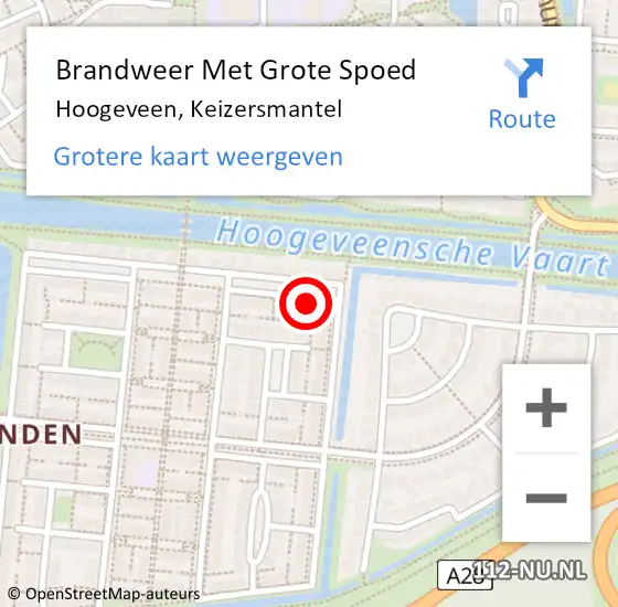 Locatie op kaart van de 112 melding: Brandweer Met Grote Spoed Naar Hoogeveen, Keizersmantel op 23 september 2024 05:39