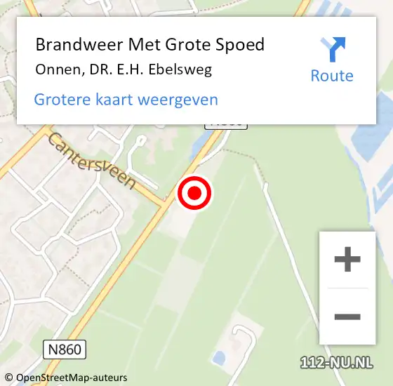 Locatie op kaart van de 112 melding: Brandweer Met Grote Spoed Naar Onnen, DR. E.H. Ebelsweg op 23 september 2024 06:30