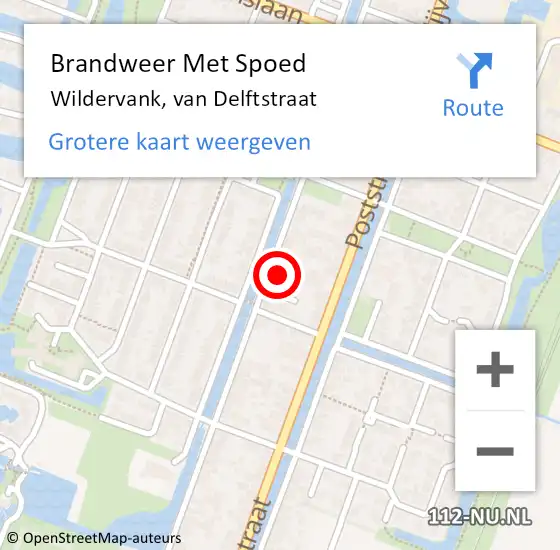 Locatie op kaart van de 112 melding: Brandweer Met Spoed Naar Wildervank, van Delftstraat op 23 september 2024 06:36