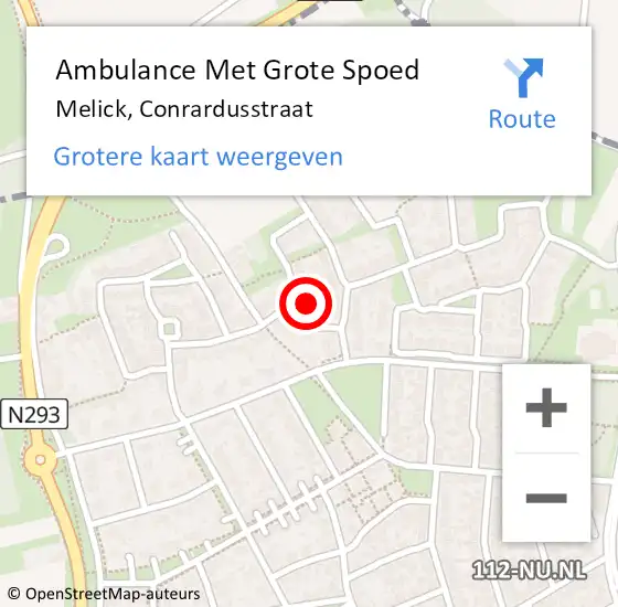 Locatie op kaart van de 112 melding: Ambulance Met Grote Spoed Naar Melick, Conrardusstraat op 23 september 2024 07:24