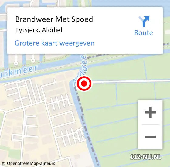 Locatie op kaart van de 112 melding: Brandweer Met Spoed Naar Tytsjerk, Alddiel op 23 september 2024 07:24