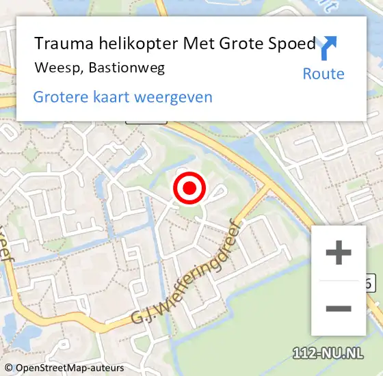 Locatie op kaart van de 112 melding: Trauma helikopter Met Grote Spoed Naar Weesp, Bastionweg op 23 september 2024 07:37