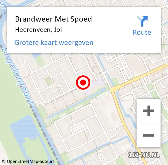 Locatie op kaart van de 112 melding: Brandweer Met Spoed Naar Heerenveen, Jol op 23 september 2024 08:05