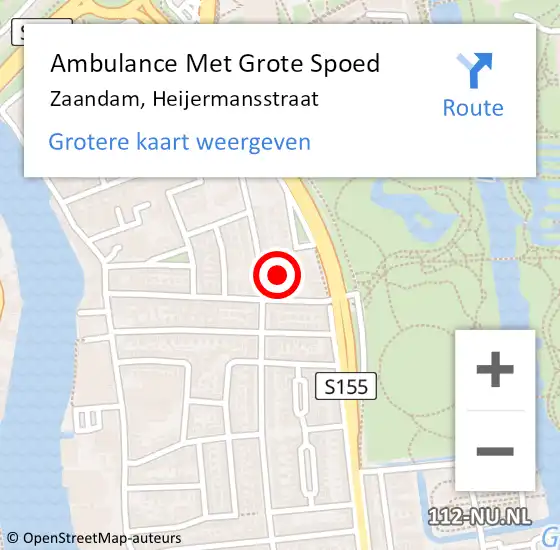 Locatie op kaart van de 112 melding: Ambulance Met Grote Spoed Naar Zaandam, Heijermansstraat op 23 september 2024 08:21