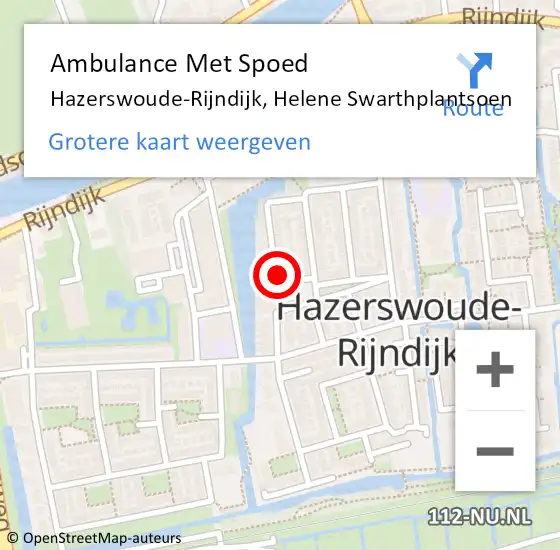 Locatie op kaart van de 112 melding: Ambulance Met Spoed Naar Hazerswoude-Rijndijk, Helene Swarthplantsoen op 23 september 2024 08:26