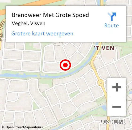 Locatie op kaart van de 112 melding: Brandweer Met Grote Spoed Naar Veghel, Visven op 23 september 2024 08:51