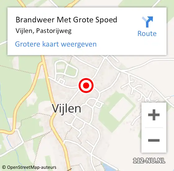 Locatie op kaart van de 112 melding: Brandweer Met Grote Spoed Naar Vijlen, Pastorijweg op 23 september 2024 09:12