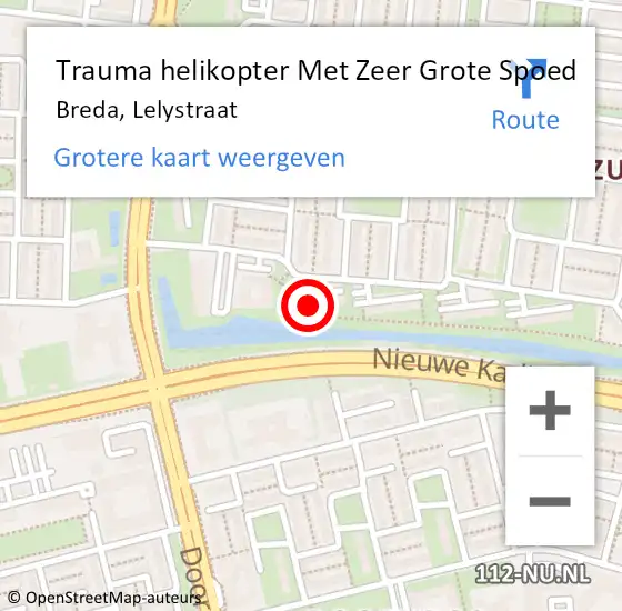 Locatie op kaart van de 112 melding: Trauma helikopter Met Zeer Grote Spoed Naar Breda, Lelystraat op 23 september 2024 09:12