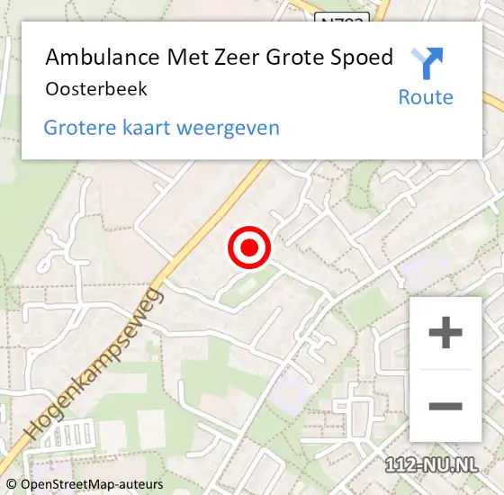 Locatie op kaart van de 112 melding: Ambulance Met Zeer Grote Spoed Naar Oosterbeek op 23 september 2024 09:16