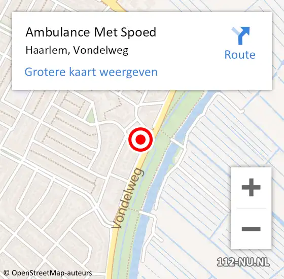 Locatie op kaart van de 112 melding: Ambulance Met Spoed Naar Haarlem, Vondelweg op 23 september 2024 09:20