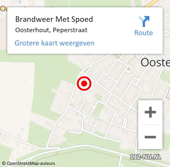 Locatie op kaart van de 112 melding: Brandweer Met Spoed Naar Oosterhout, Peperstraat op 23 september 2024 09:22