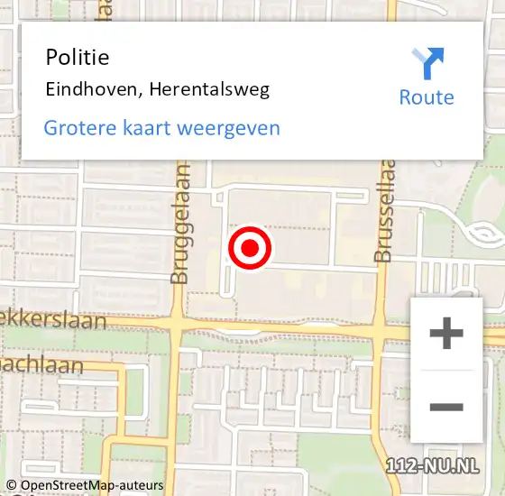 Locatie op kaart van de 112 melding: Politie Eindhoven, Herentalsweg op 23 september 2024 09:24