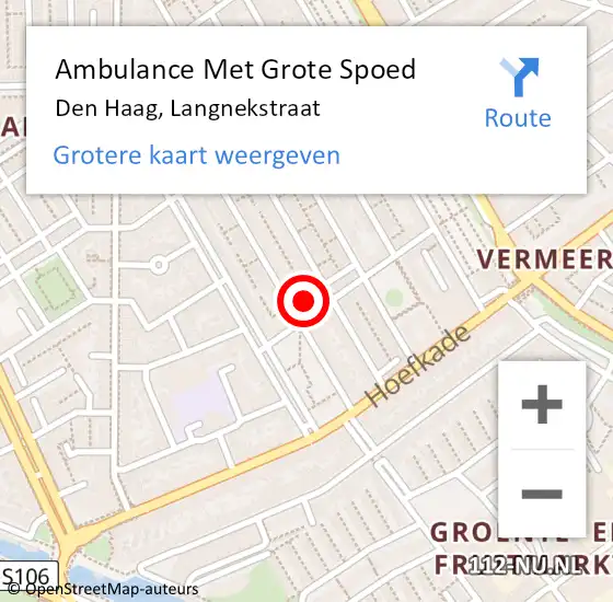 Locatie op kaart van de 112 melding: Ambulance Met Grote Spoed Naar Den Haag, Langnekstraat op 23 september 2024 09:24