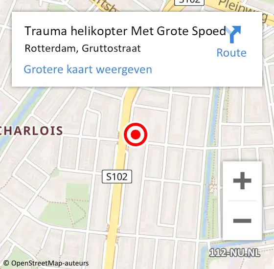 Locatie op kaart van de 112 melding: Trauma helikopter Met Grote Spoed Naar Rotterdam, Gruttostraat op 23 september 2024 09:28