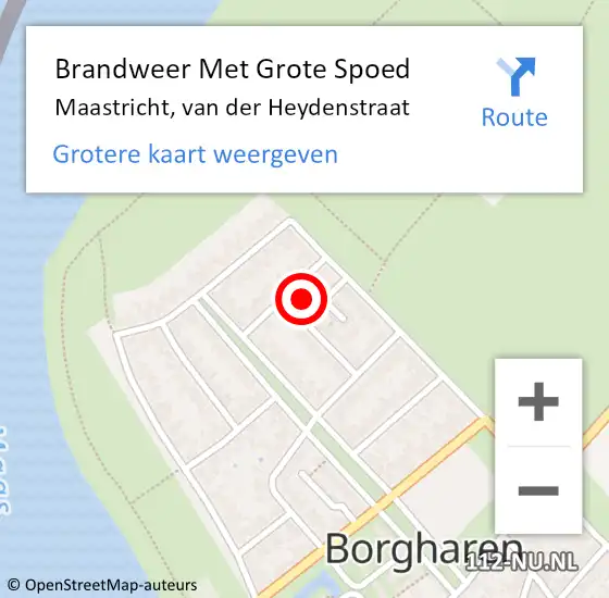 Locatie op kaart van de 112 melding: Brandweer Met Grote Spoed Naar Maastricht, van der Heydenstraat op 23 september 2024 09:34