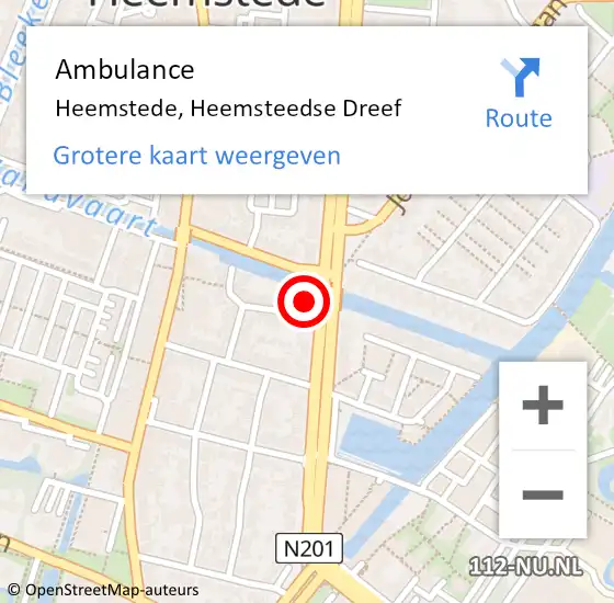 Locatie op kaart van de 112 melding: Ambulance Heemstede, Heemsteedse Dreef op 23 september 2024 09:50