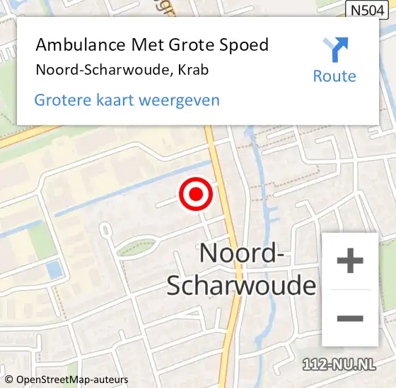 Locatie op kaart van de 112 melding: Ambulance Met Grote Spoed Naar Noord-Scharwoude, Krab op 23 september 2024 09:50