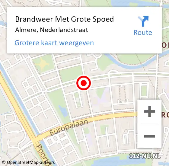 Locatie op kaart van de 112 melding: Brandweer Met Grote Spoed Naar Almere, Nederlandstraat op 23 september 2024 09:50